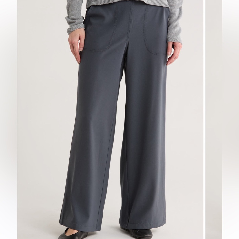 NWOT Max Studio Wide-Leg Ponte Pants in Dusty Navy Blue Gray